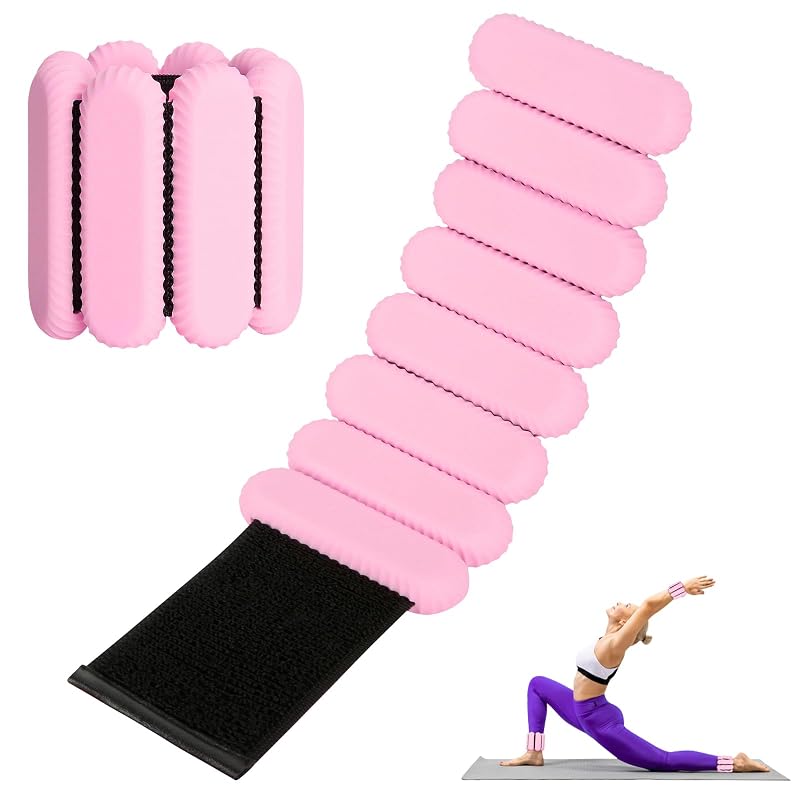 Pink Adjustable Wrist Ankle Weights 2 lb Set for Men Women - Silicone Comfort Fitness