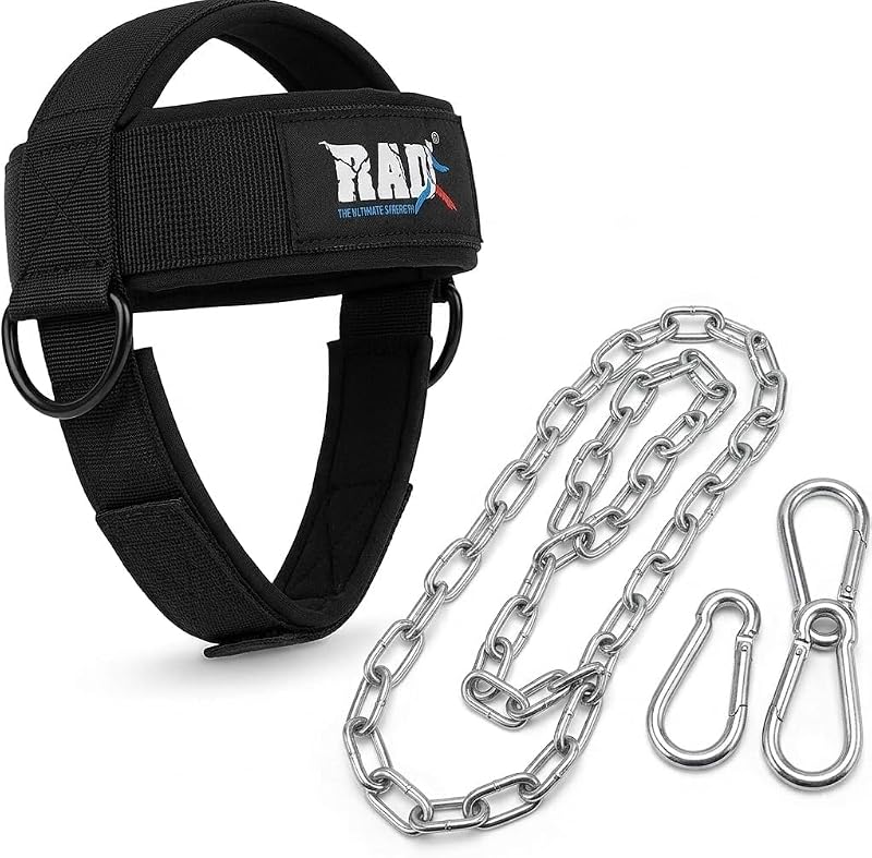 Neck Harness Weight Lifting Strap with Adjustable Steel Chain – 16 oz Neroprene Padding