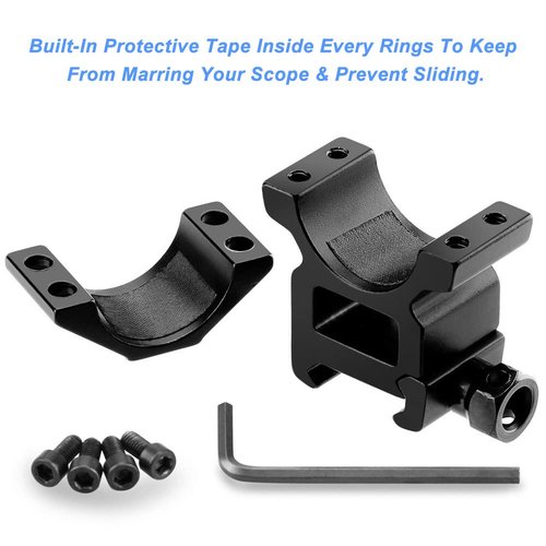 Modkin 1 Inch Scope Rings Set of 4, 2 Pieces High Profile Scope Mounts and 2 Pieces Medium Profile Scope Rings for Picatinny Rail