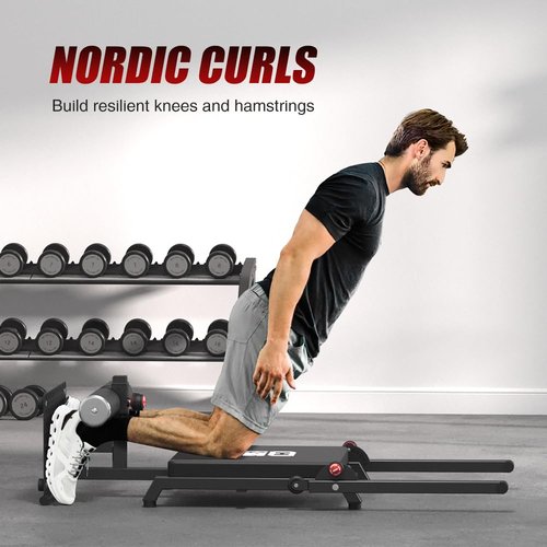 FAGUS H Pro Adjustable Nordic Bench - 8-Level Hamstring Curl & Glute Machine with Wheels, Vertical Storage Home Gym Equipment