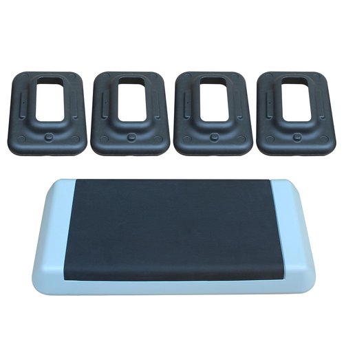 Aerobic Step Platform Height Adjustable Workout Step 4" - 6" for Fitness Strength Training with 2 Risers Gray