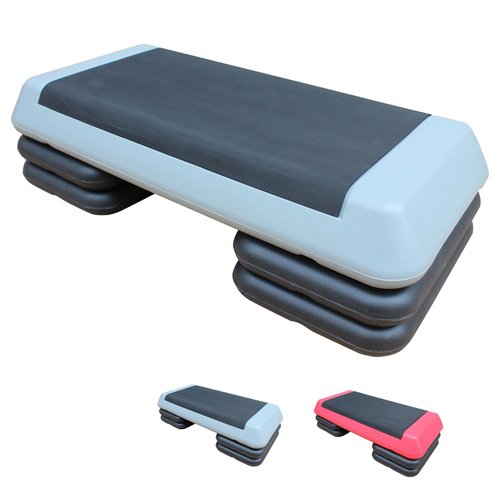 Ucootifly Exercise Aerobic Step Platform,Adjustable Height Fitness Stepper with 4 Stackable Risers, Aerobics Stepper Workout Stepper for Gym Home Cardio Strength & Training - Gray