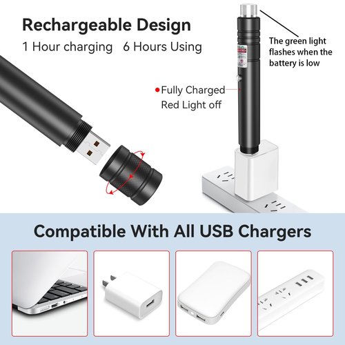 MIPREZT [Professional] Rechargeable Green Line Light Flashlight Long Distance Range for TV/LED/LCD Screens Tactical Flashlights Presentation Office/Outdoors/Astronomic/Construction [001]