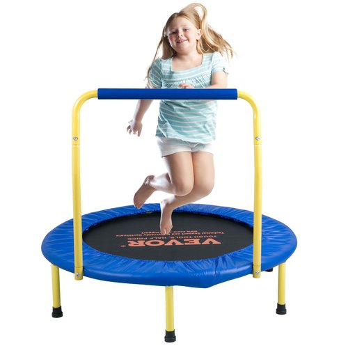 VEVOR 3FT Trampoline 36" Indoor/Outdoor for Toddlers, Foldable Mini Baby With Foam Handle, Recreational Birthday Gift