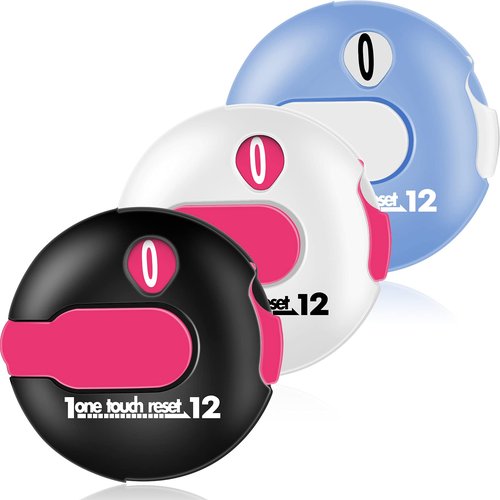 Fiada 1.2 Inch Golf Score Counter for Women Mini Golf Stroke Counter Scoring Keeper up to 12 Shot to Scorekeeper Glove in(Black, White, Blue)