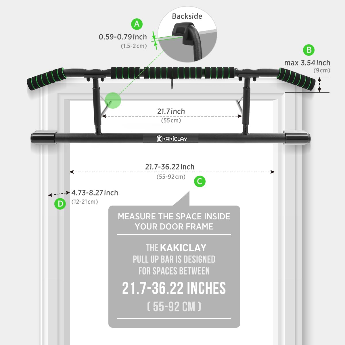KAKICLAY Pull Up Bar for Doorway,2026 Upgrade Multi-Grip Hanging Bar for Home Gym, Max Capacity 440 lbs Multifunctional Portable Chin Up Bar - USA Original Patent, Designed, Shipped, Warranty