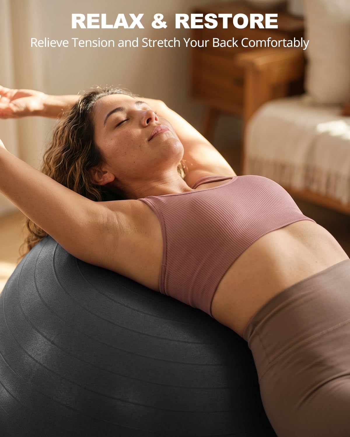 Trideer Extra Thick Yoga Ball Exercise Ball, 5 Sizes Ball Chair, Heavy Duty Swiss Ball for Balance, Stability, Pregnancy and Physical Therapy, Quick Pump Included (Black, M(19-22ines/48-55cm))