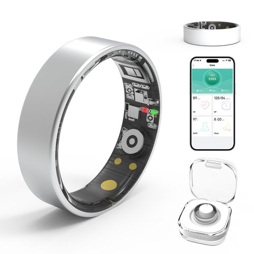 Smart Rings for Women Men,Fitness Tracker Ring,Heart Rate,Blood Oxygen,Blood Pressure,Step Tracker,Sleep Monitoring,No Subscription Fee,IP68 Waterproof Smart Ring for iphone&Android,Size Kit(Silver 7)