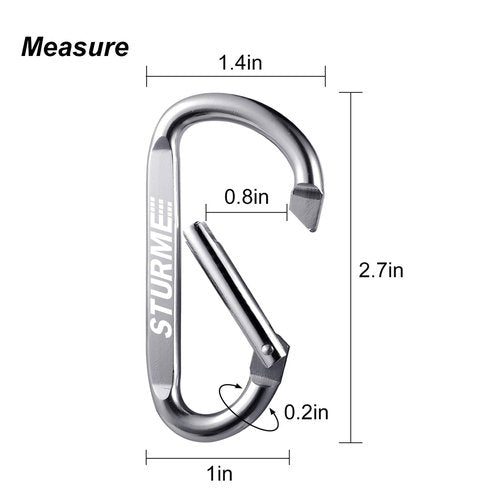 STURME 20pcs 2.7" Carabiner Clip Durable Carabeaner Hooks Small Carabiner D Clip