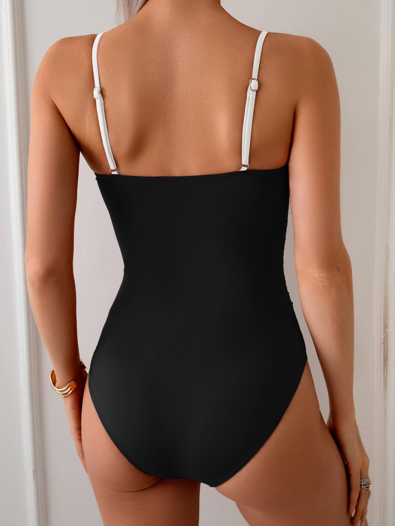 Eomenie One Piece Swimsuit for Women Tummy Control Ruched Bathing Suit U Wire Cutout Swim Suits