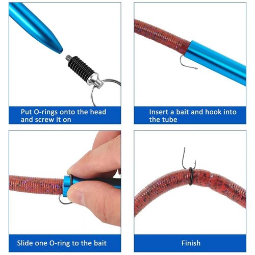 Fishfun Wacky Rig Tool with Silicone O Rings, 100Pcs for 3"-4" Senko Worms and 100Pcs for 5"-7" Worms. Easy Installation and Great Protection of Your Plastic Worms