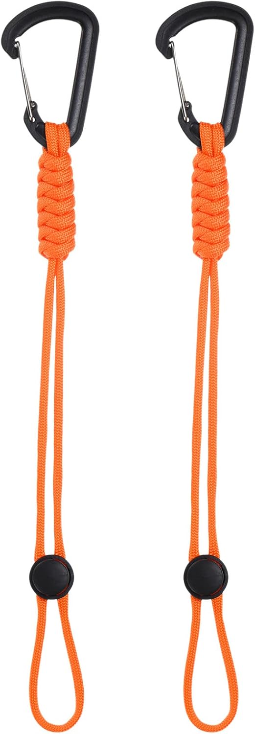 2-Pack Paracord Keychains with Clips, 10 Inch Braided Lanyard Strap D Ring Adjustable Buckle Backpack Accessories for Camping/Hiking/Fishing/Traveling/Outdoor [Orange]