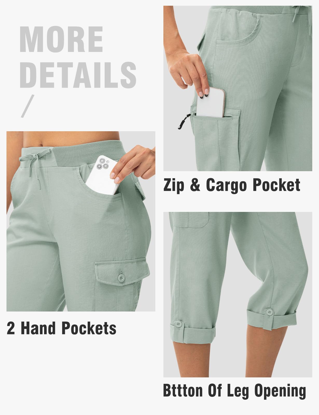 TBMPOY Womens Cargo Capris with Pockets Lightweight Hiking Capris Pants Quick Dry Casual Cropped Pants Summer Trip Cotton Blue M