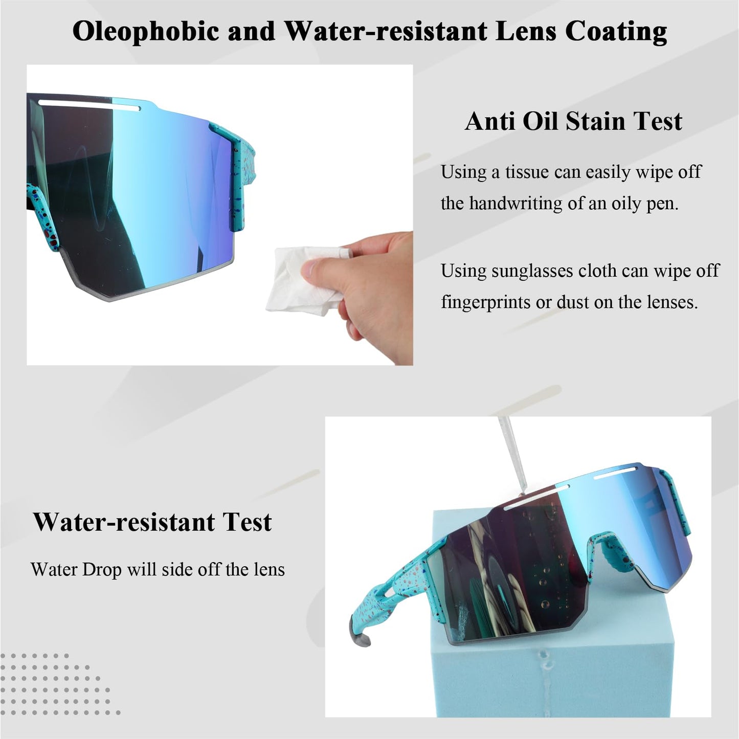 Ukoly Cycling Sunglasses for Men Women with 3 Interchangeable Lenses,Polarized Sports Sunglasses,Baseball Glasses SpU