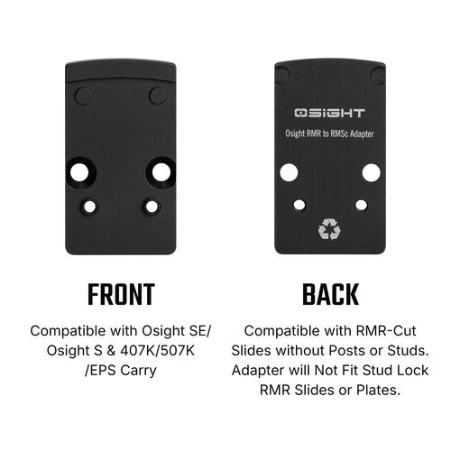 Osight RMR to RMSc Adapter Plate for RMR Slide Cut, Compatible with Standard RMSc Footprint Red Dot Sights