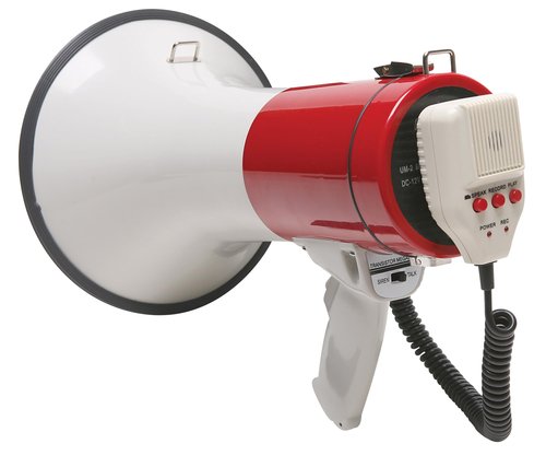 PA25-R Megaphone with 458 Foot Range, 25 Watts; Detachable Microphone for Comfort and Convenience; Rugged ABS Plastic; Records a Message Up to a 10 Seconds Long for Playback at The Push of a Button