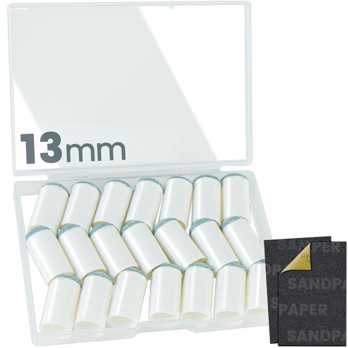 Billiard Pool Cue Tips - Pool Stick Tips 13MM Slip-on Tips Replacement Accessories Kit Pool Queue Tips with Storage Box Leather for Cue Stick Head Snooker Home Club Bar Game Gray 22PCS - SOLROS