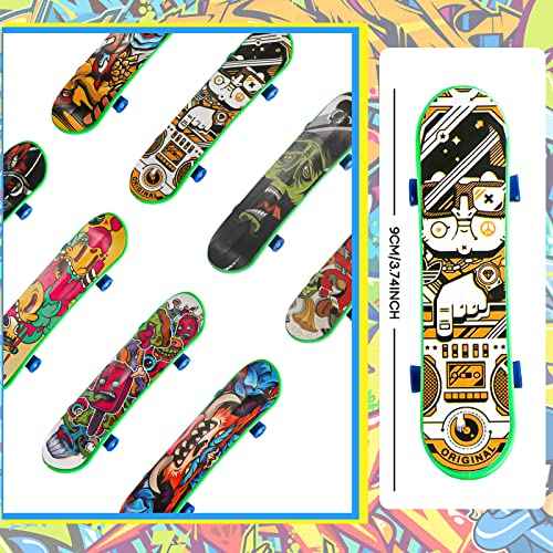 Sosation 18 Pcs Mini Finger Skateboard Thanksgiving Party Gift Favors Mini Skateboards Novelty Fingerboard Decorations Fingertips Movement Finger Gift(Cool Style)