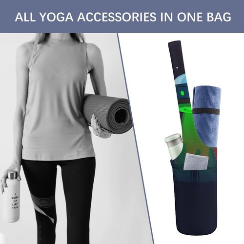 Aliens Spaceship at Night Lightweight Yoga Mat Bag with Pockets Portable Canvas Carrying Shoulder Bags for Women Men