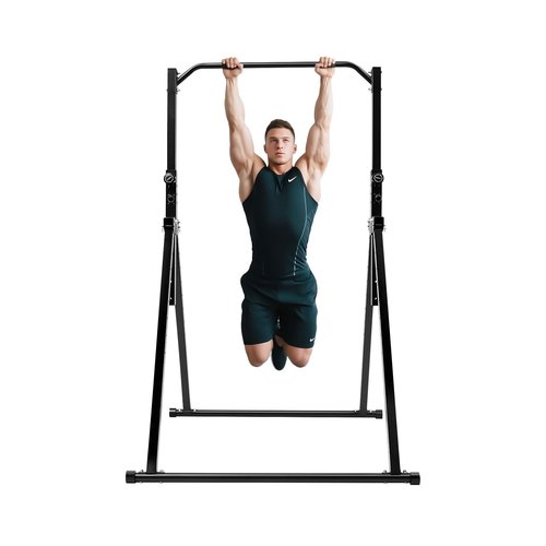 PERFERATE Multifunction Triangular Structure Pull Up Station Foldable Power Tower Pull Up Bar Dip Station Adjustable Height Strength Training Workout Equipment Support 440lbs