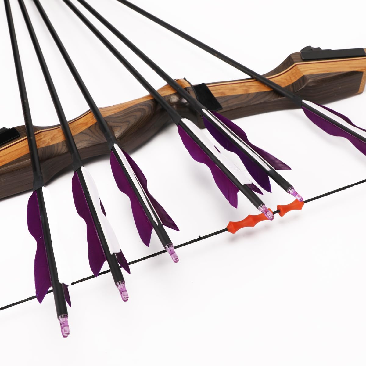 31" Carbon Hunting Arrows Archery Target Practice Arrows with 5" Turkey Feathers Spine 500 for Recurve Bow and Compound Bow(Pack of 12) (7.8MM Purple)