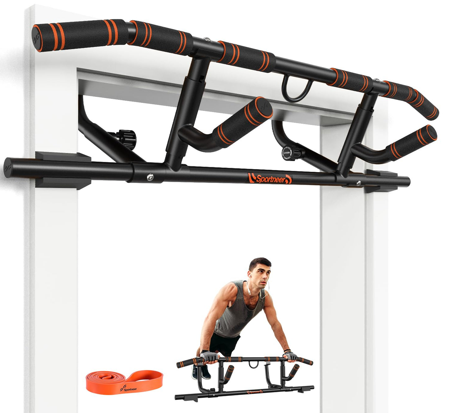 2025 Upgrade Pull up Bar for Doorway with Folding Handle, Door Pull up Bar Door Frame Multi-Grip Upper Body Trainer, 440lb Capacity, Indoor Fitness for Home Gym Strength Training