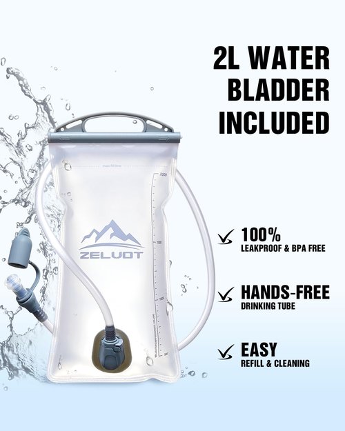 Zelvot Running Vest with 2L Water Bladder, USA Original Patent, Lightweight Adjustable Chest Pack with Pistol Holster, Reflective Running Hydration Vest for Women Men for Hiking Marathon