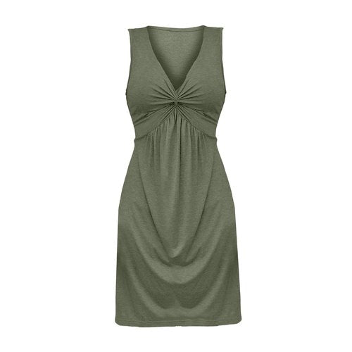 Knotted Front Dresses for Women V Neck Sleeveless Tank Dresses A Line Casual Sundress Vacasion Outfits(1A-GN2, XXL)
