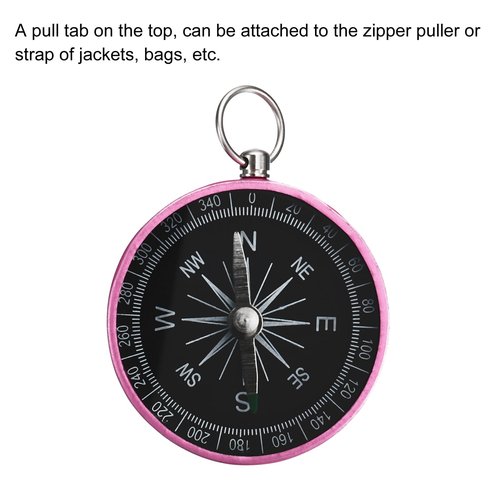 PATIKIL Pocket Compass, Survival Sports Navigation Compass with Key Ring for Outdoors Camping Hiking, Pink