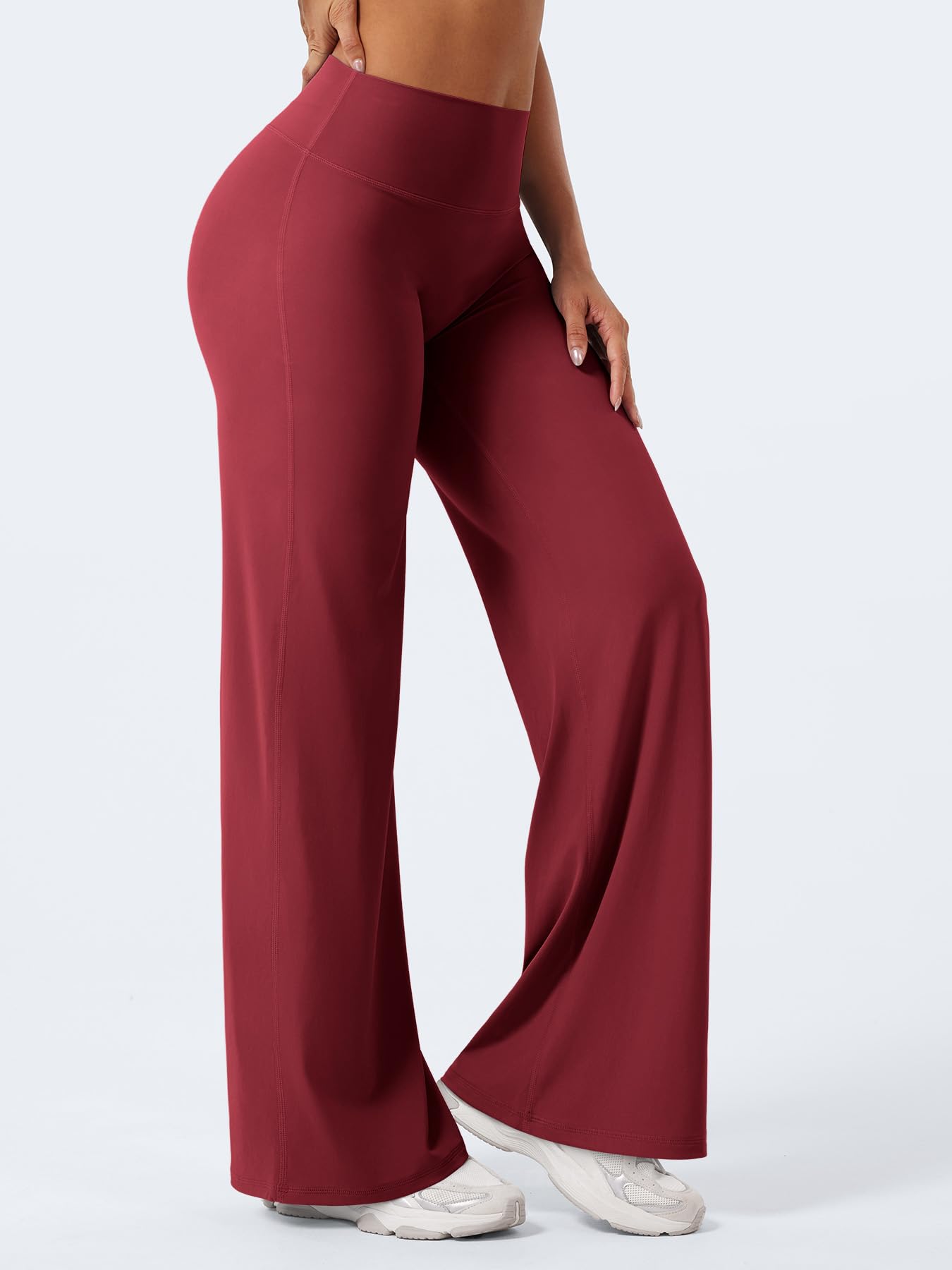 YEOREO Workout Leggings Womens No Front Seam Straight Leggings 31.5" High Waist Buttery Eddiy Gym Yoga Pants Ancora Red XL