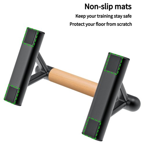 SELEWAERE Wood Parallettes Floor Workout Push Up Handles Non-Slip Pushup Bars Handstand Bars for Calisthenic Fitness Solid Wood with Sturdy Steel Tubing Feet, Load up to 600 lbs