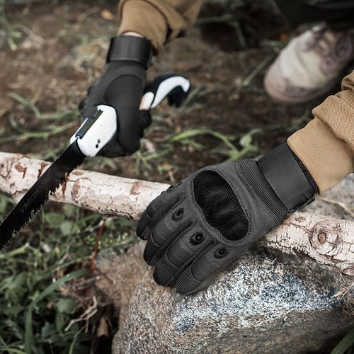 AlloTemlass Tactical Hard Knuckle Gloves | Touchscreen Fingers, Impact Protection, Breathable | Durable for Shooting, Hunting, Outdoor Work-Black, Large