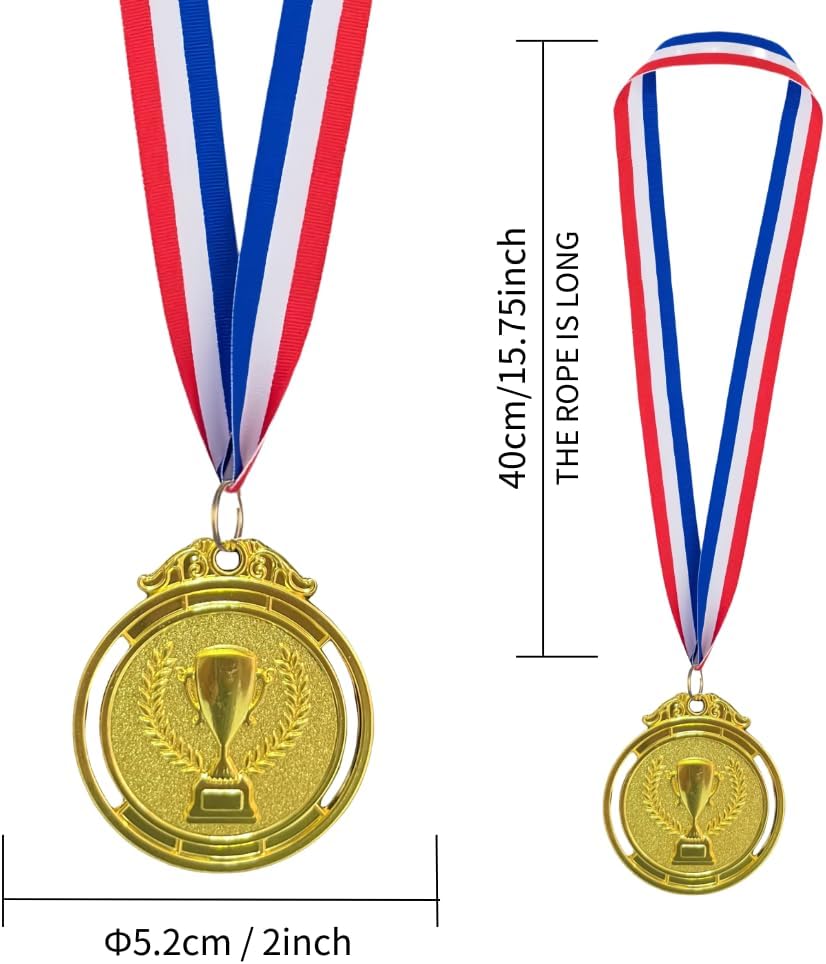 12 Pack Gold Silver Bronze Trophy Medals for Awards,Olympic Style Medal Bulk for Kids and Adults- Prizes for Competitions Ceremonies Events and Celebrations,2 Inches