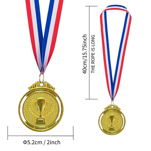 Zyshabao 12 Pack Gold Silver Bronze Trophy Medals for Awards,Olympic Style Medal Bulk for Kids and Adults- Prizes for Competitions Ceremonies Events and Celebrations,2 Inches