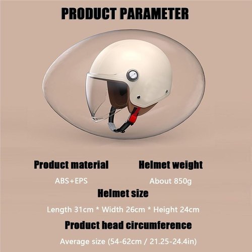 Retro Vespa 3/4 Motorcycle Half Helmets,DOT Approved Vintage Scooter Dirt-Bike Go-Kart Moped Electric Bicycle Light Quick Buckle Open Face ATV Helmet for Adult Men Women(White)