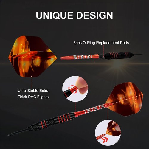 WexyHonMi Set 3 Soft Tip Darts Set, 22 Grams Professional Darts with Aluminum Shafts, Iron Barrel, 3 Replace Plastic Shafts, Carrying Case, for All Levels Player (Red)
