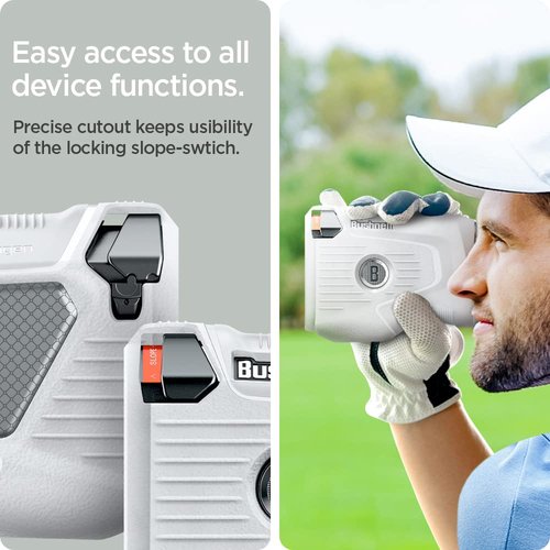 Spigen Golf Silicone Fit Rangefinder Case Designed for Bushnell Pro X3/X3+ Plus Rangefinder Case Compatible with AirTag - Light Gray