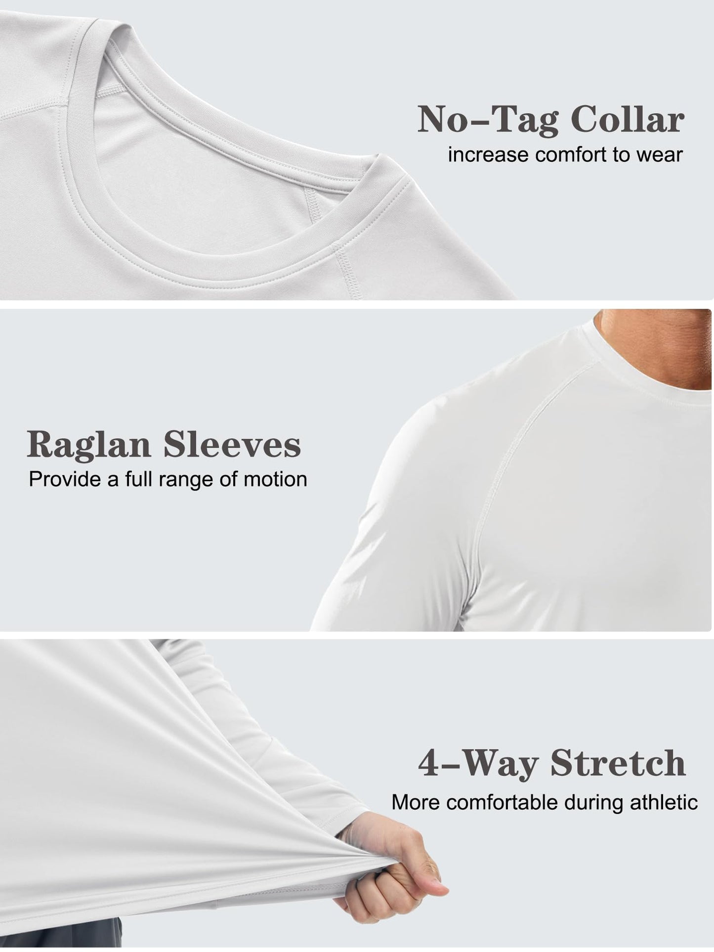 PLUMZJOY Mens UPF 50+ Long Sleeve SPF Diving Rash Guard UV Sun Protection Shirts for Outdoor Fishing Hiking Running Swimming White S