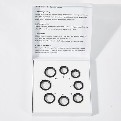 Ring Health Tracker for Women Men, Fit Ring with Heart Rate, Blood Oxygen, Sleep Monitor, Calories, Step Counter, IP68 Waterproof Smart Ring for iPhone & Android, No Subscription Fee (Sizing Kit Only)