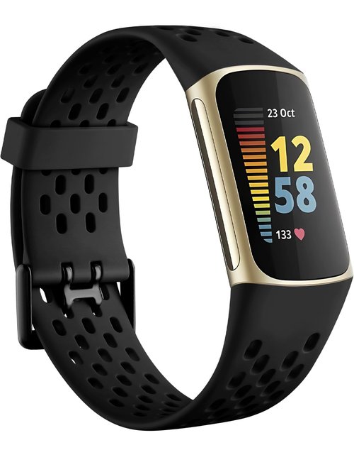 Getino Compatible Fitbit Charge Bands, Soft Breathable Replacement Sport Strap Adjustable Wristbands for Fitbit Charge 5/6, Black