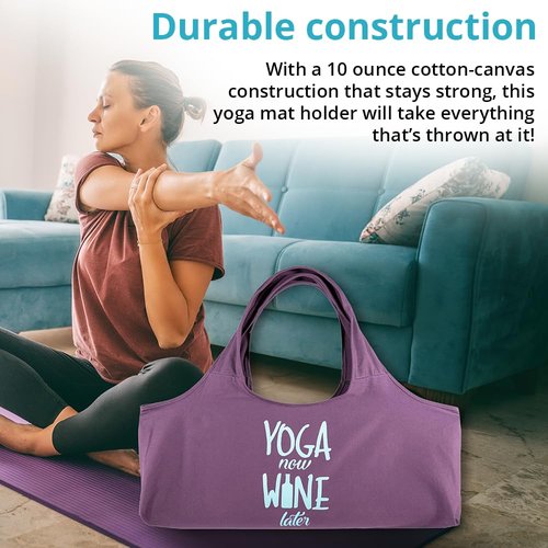 Wild Essentials Yoga Bag, Balance, Exercise tote, large mat carrier with shoulder strap and inside pocket, fits most yoga mats, Rugged 10 ounce, recycled cotton canvas (Black-Balanace)
