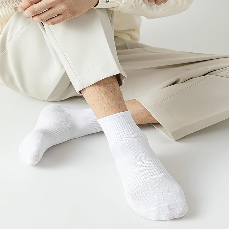 30 Pairs Crew Socks - Unisex Cotton Athletic Socks 4-8 (Black White Gray) - 12/30 Pairs