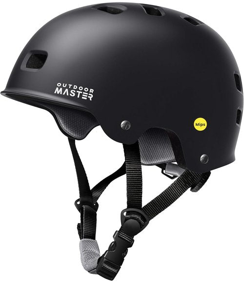 OutdoorMaster MIPS Skateboard Cycling Helmet for Adults - Lightweight, Ventilated Multi-Sport Helmet with Two Removable Liners for Scooter, Roller Skating, Inline Skating