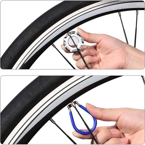 fixinus 4 Piece Bicycle Spoke Wrench, Universal Forged Steel Bike Rim Correct Tool Bicycle Spoke Tool for Adjust Bicycle Wheel Tension