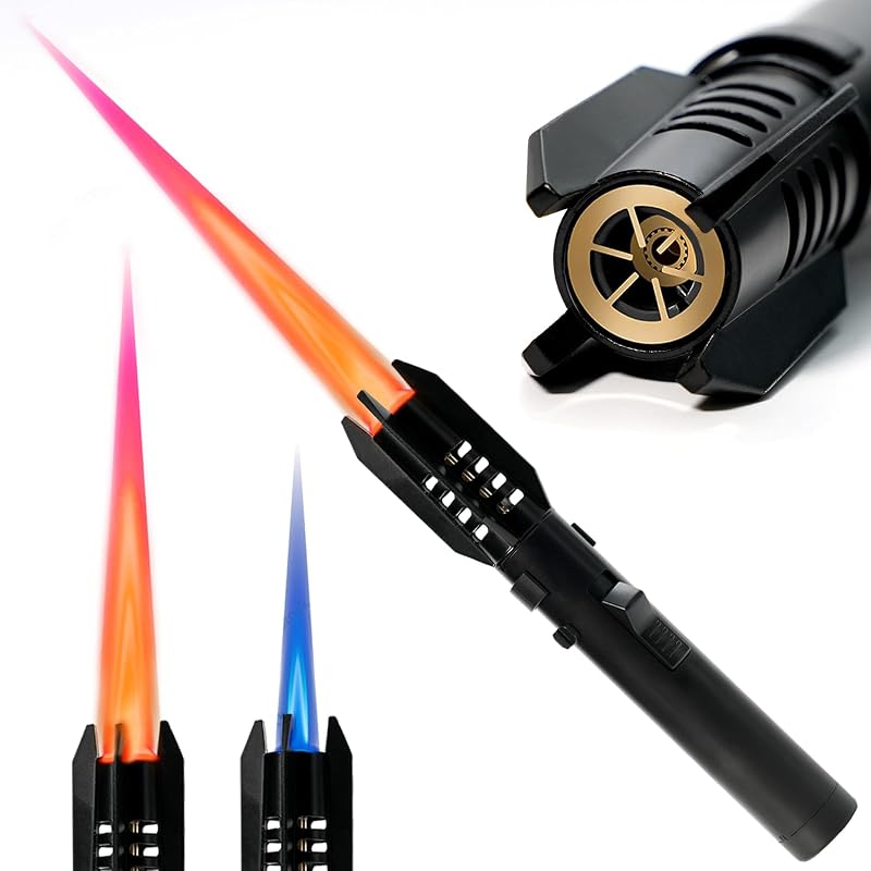 AlpCraft Black Camping Lighter Torch - Refillable, Jet Flame, 1300°C, Windproof