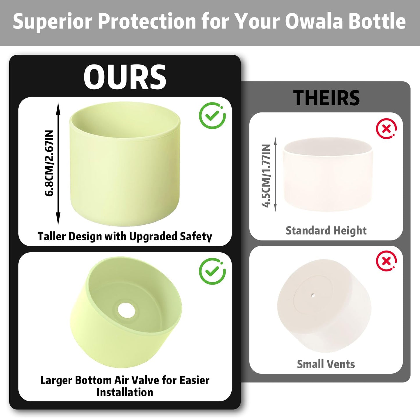 Silicone Water Bottle Boot for Owala 24 oz, Anti-Slip Protective Sleeve for Owala FreeSip, Twist & Flip Stainless Steel Water Bottle, Protective Bottom Base Cover