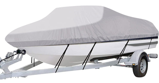 iCOVER Trailerable Boat Cover- 17'-19' Heavy Duty Waterproof Tarp Covers with Storage Bag, Fits V-Hull, Fish&Ski, Pro-Style, Fishing, Runabout, Bass Boats, up to 17ft-19ft Long X 96" Wide