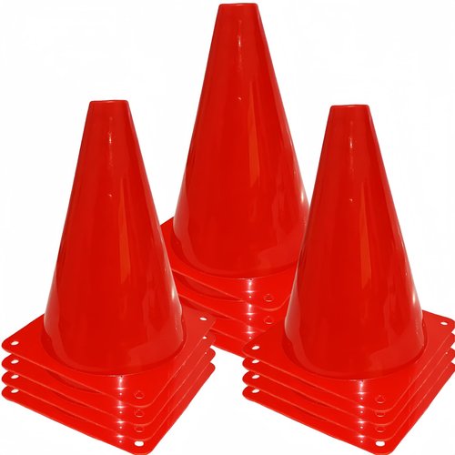 LCPQMZGH 12Pcs Plastic Traffic Cones Mini Sport Cones for Basketball Football Drills, Indoor Outdoor Games Activity Festive Events - 7 Inch Red Plastic Cones
