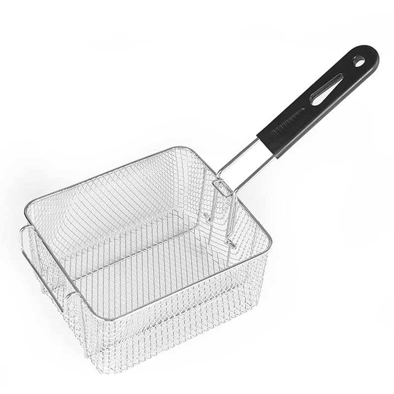 Stainless Steel Square Fry Basket with Foldable Detachable Handle, 8-Inch (21 cm) - Food Grade, Rust-Resistant