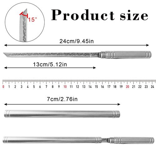 Quanqiuyi Stainless Steel Blade, Outdoor Portable Stainless Steel Mini Stick Fruit Knife, All Steel Fancy Letter Opener Envelope, Multipurpose Survival Tactical Knife 9.5 Inch